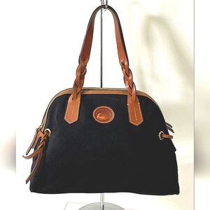 Authentic DOONEY AND BOURKE Classic Black BRAIDED Leather Trim Handbag